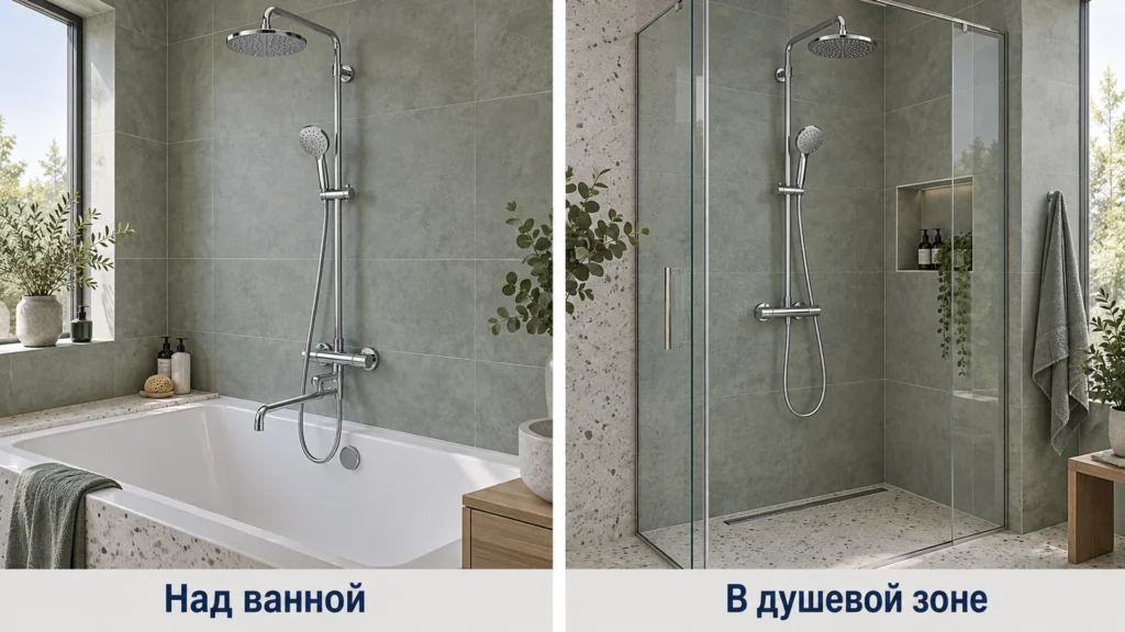 Душевая стойка в современной ванной