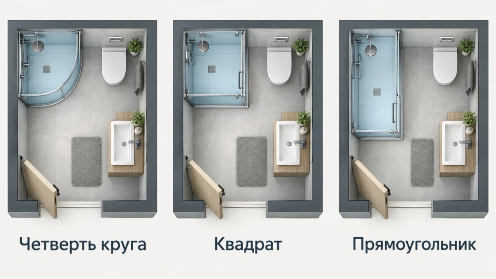 Формы душевых уголков